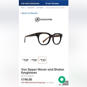 Von Zipper Eyeglasses, Style Mover and Shaker, Frame Color: tortoise brown. NWOT